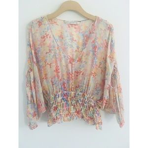 Zara 100% silk butterfly top